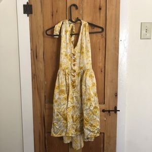 Betsey Johnson silk button up halter dress